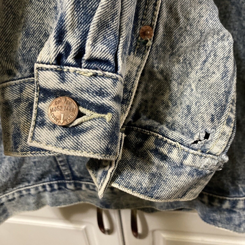CODE BLEU Acid Wash Denim Jacket Distressed Blue Jean‎ Coat Men's Size S - Picture 10 of 12